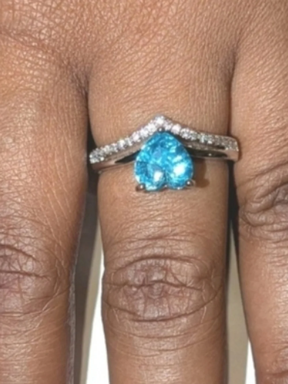 Lab-Created Blue Topaz 3ct Heart Cut Women's Engagement Ring White Gold Plated